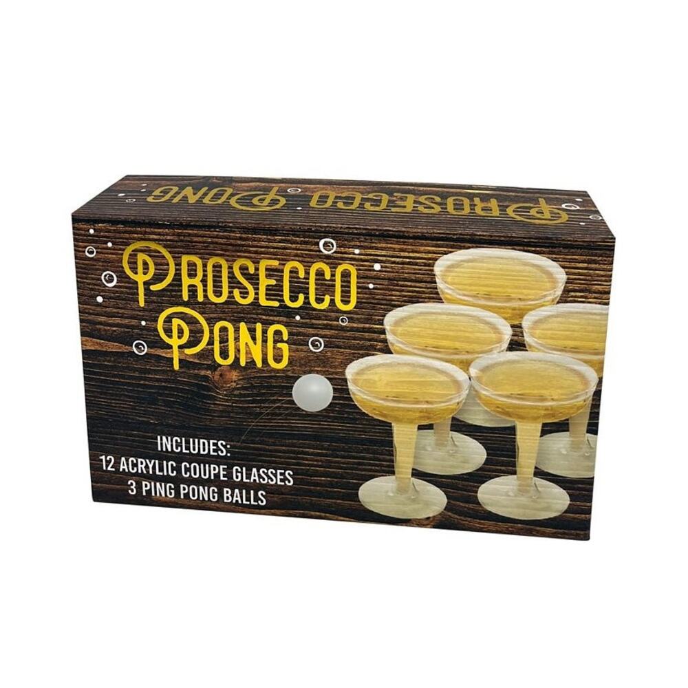 TMD Holdings Wood Grain Prosecco Pong Boxed Game with Cups and Balls 4.5 oz